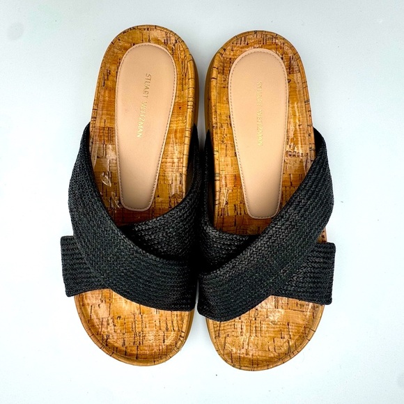 Stuart Weitzman Black Roza Slide Sandals Sz 8.5 - Picture 7 of 8